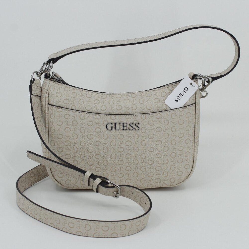 NWT Guess Monogram‎ Shoulder Bag - Beige/Cream Logo Crossbody
